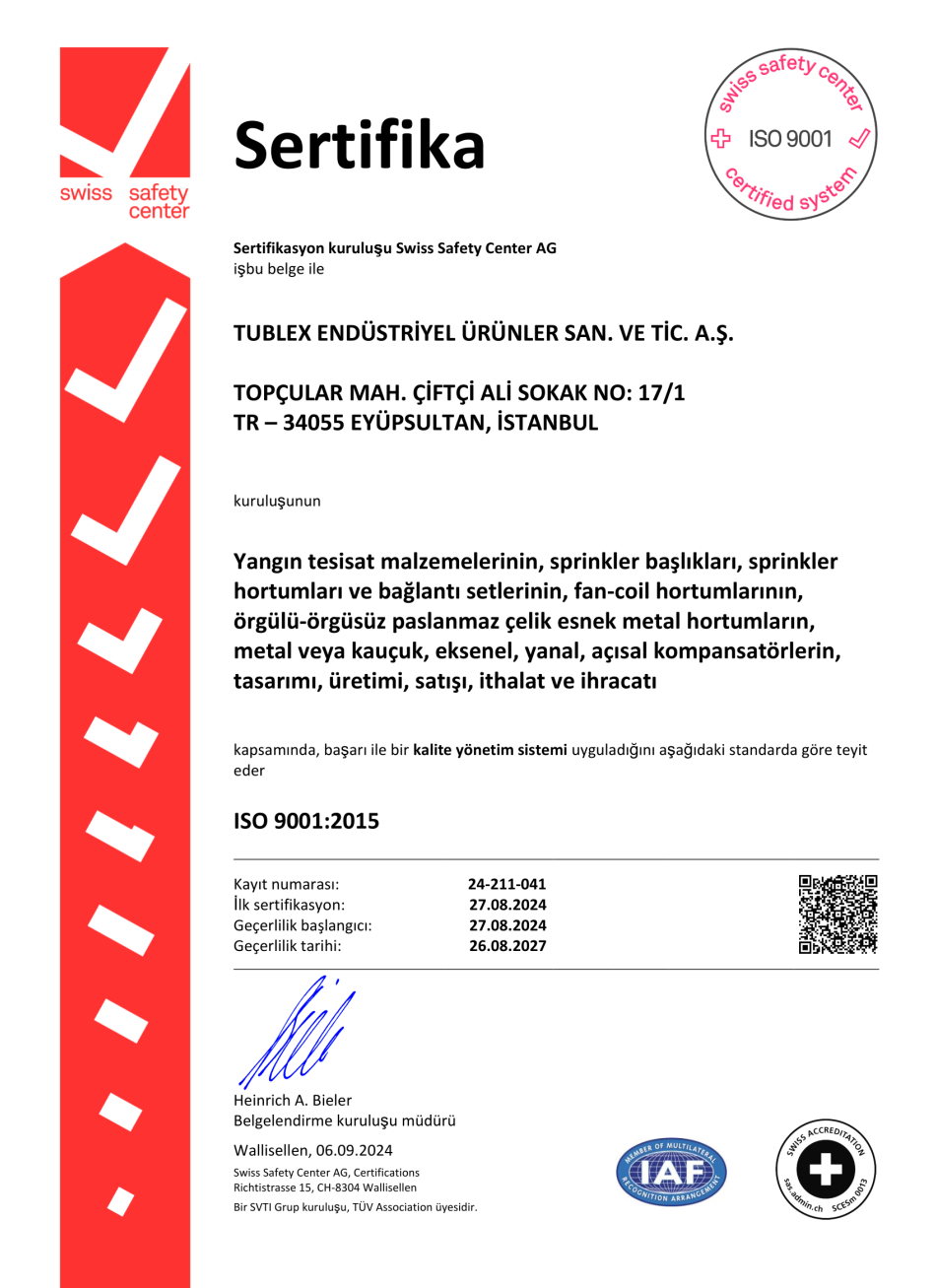 ISO 9001 Tublex Sertifika