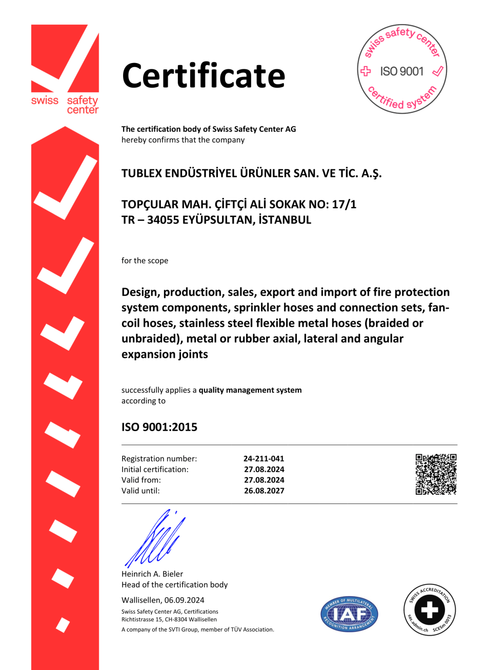 ISO 9001 Tublex Certificate